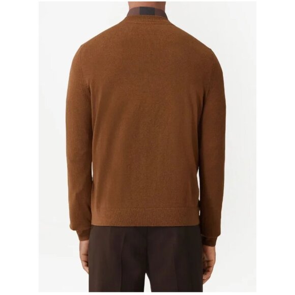 Burberry Mens Sz L Logo-embroidered 100% Cashmere Crew Neck Pullover Sweaters - Picture 7 of 14